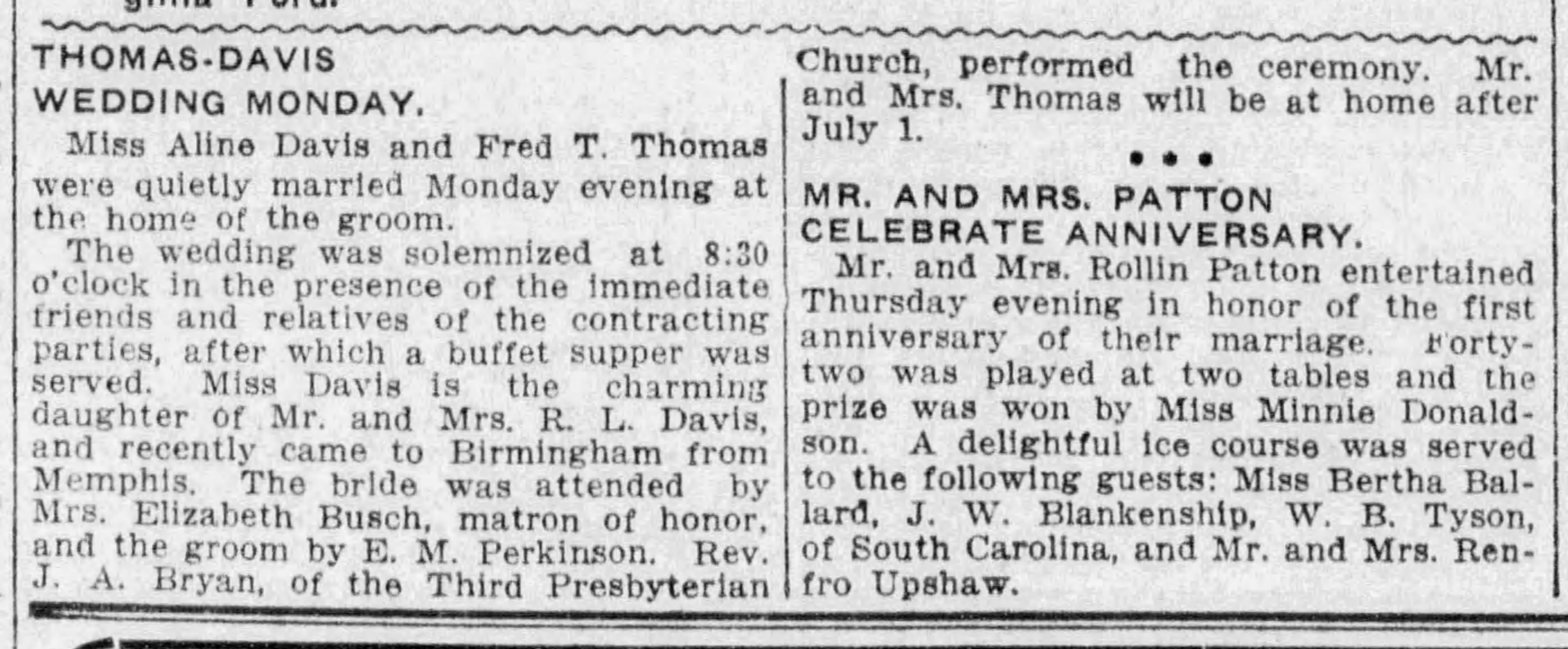 Aline Davis-Fred T. Thomas